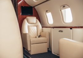 luxury, comfortable and modern cabin of private plane